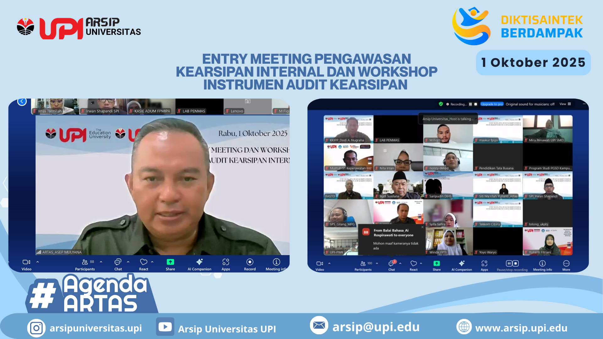 ENTRY MEETING PENGAWASAN KEARSIPAN INTERNAL DAN WORKSHOP  INSTRUMEN AUDIT KEARSIPAN INTERNAL