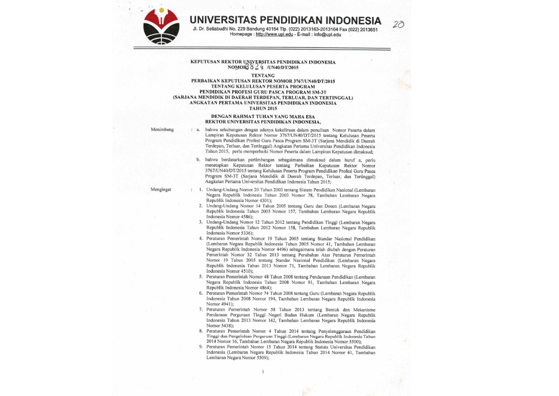 Keputusan Rektor Universitas Pendidikan Indonesia Tentang Perbaikan Keputusan Rektor