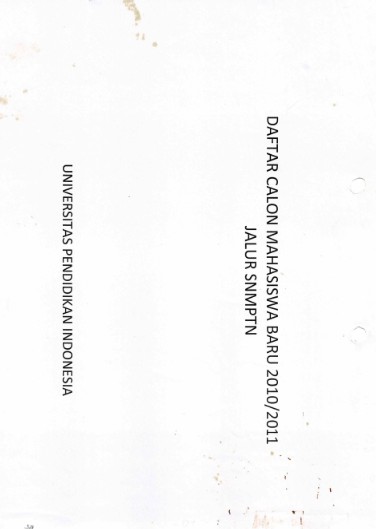 Daftar Calon Mahasiswa Baru Tahun 2010/2011 Jalur SNMPTN Universitas Pendidikan Indonesia